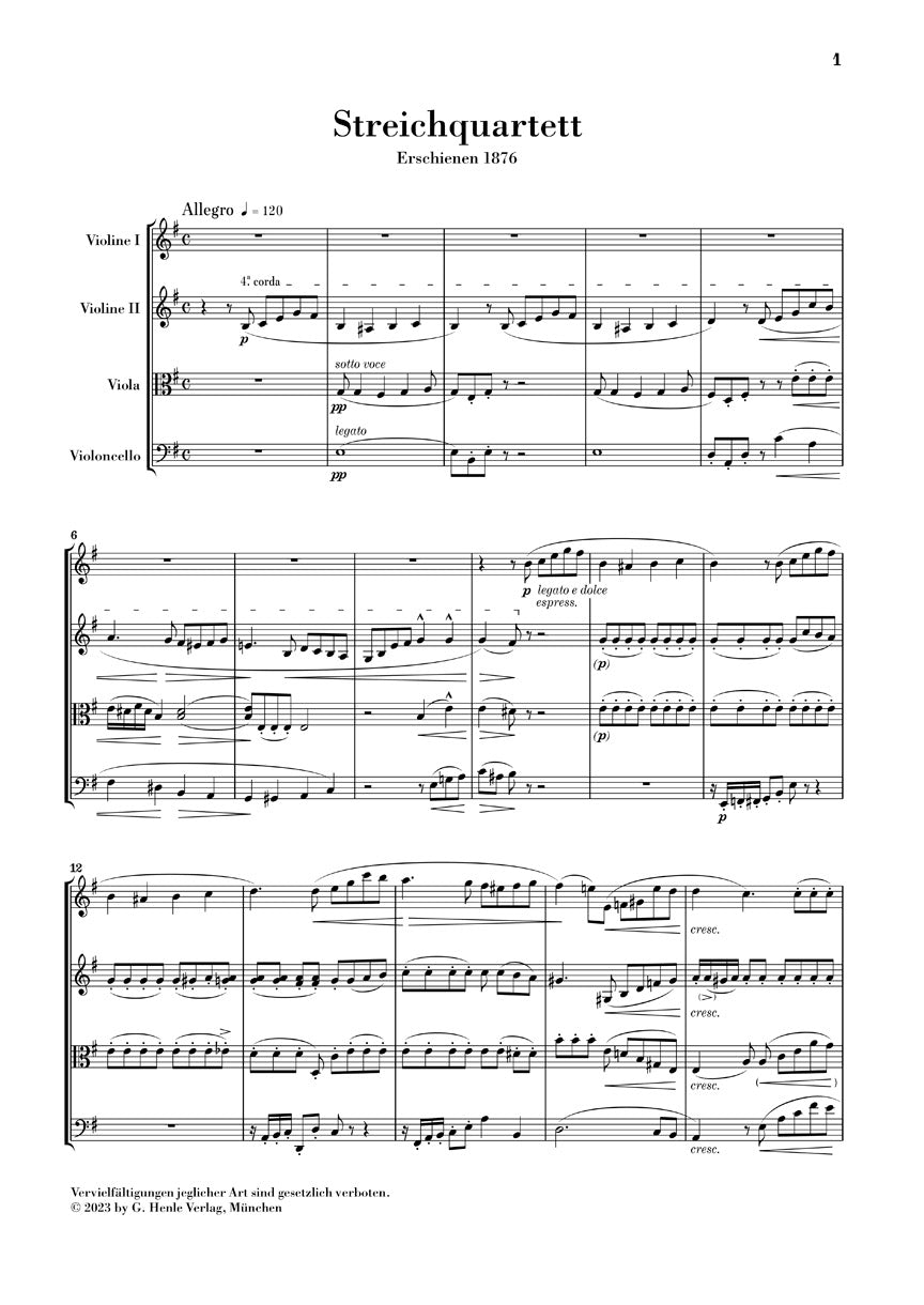 ヴェルディ：弦楽四重奏曲 ホ短調