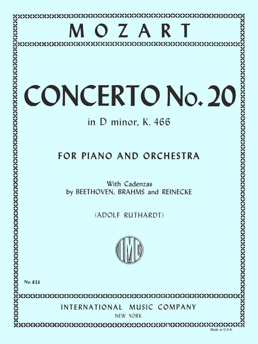 モーツァルト：協奏曲 第20番 ニ短調, K. 466 カデンツァ：BEETHOVEN, BRAHMS & REINECKE（2台のピアノ（4手））