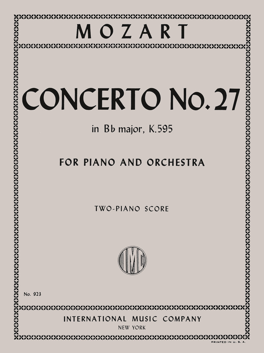 モーツァルト：協奏曲 第27番 変ロ長調 K.595（2台のピアノ（4手））