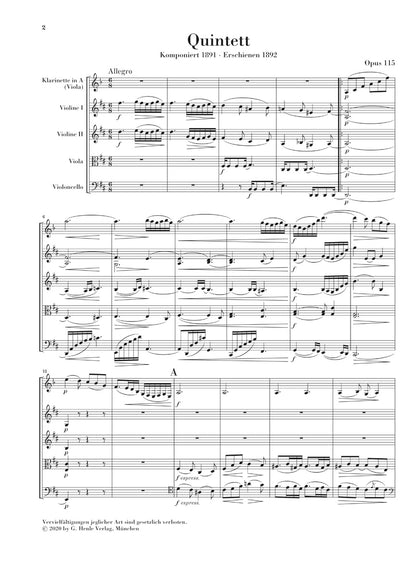ブラームス：クラリネット五重奏曲 ロ短調 op. 115