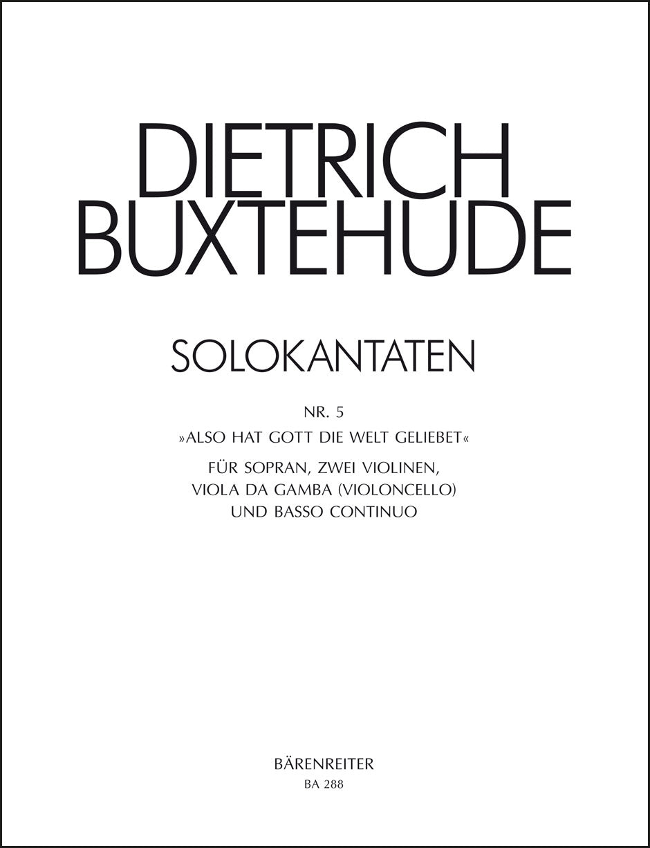 声楽／ブクステフーデ：Also hat Gott die Welt geliebet BuxWV 5