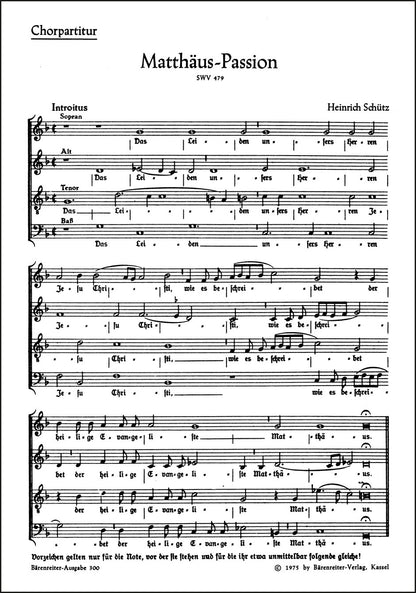 合唱／シュッツ：マタイ受難曲 SWV 479（10冊セット）