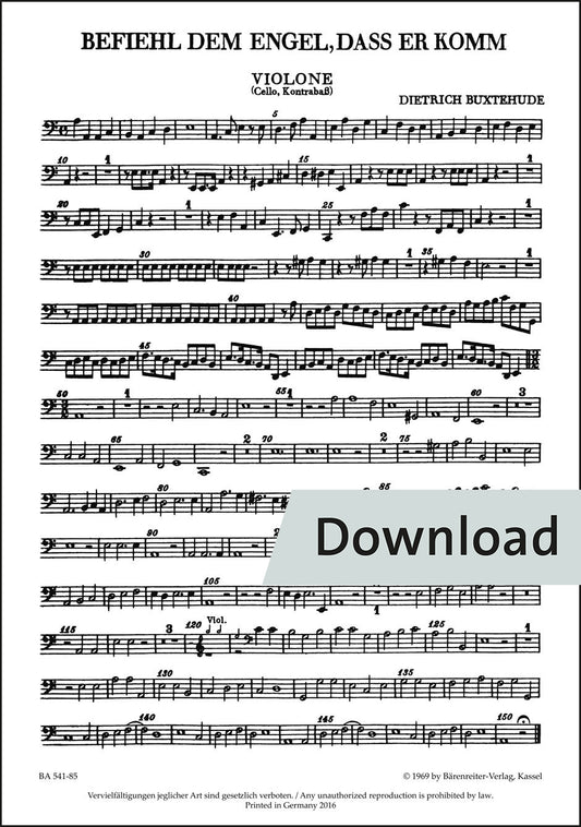 ブクステフーデ：天使たちに命じよ BuxWV 10（チェロパート譜）【デジタル版】
