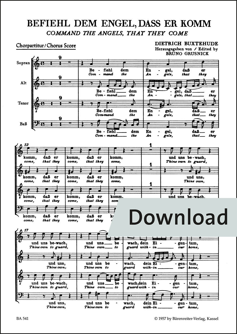 合唱／ブクステフーデ：天使たちに命ぜよ BuxWV 10（10冊セット）【デジタル版】