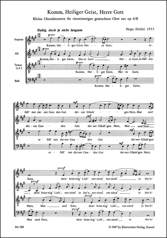 合唱／ディストラー：来たれ、聖霊よ op. 6/2,III（10冊セット）
