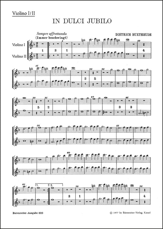 ブクステフーデ：イン・ドゥルチ・ユビロ BuxWV 52（ヴァイオリンパート譜）
