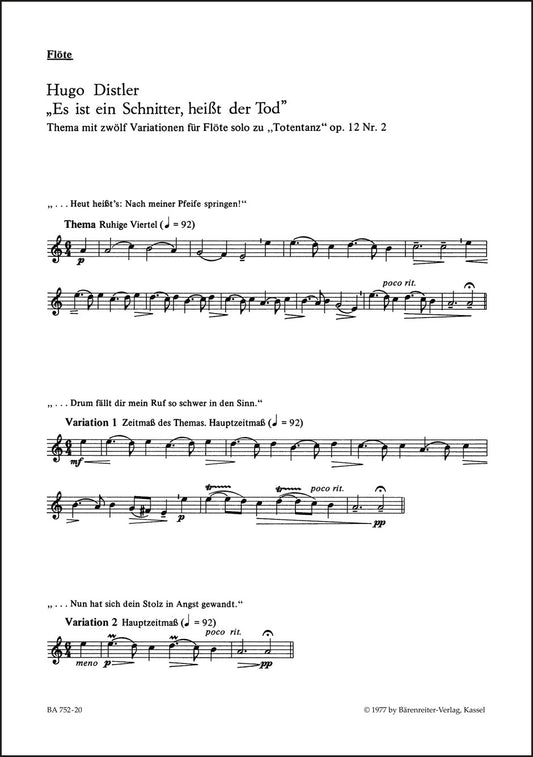 ディストラー：トーテンタンツ op. 12/2（フルートパート譜）