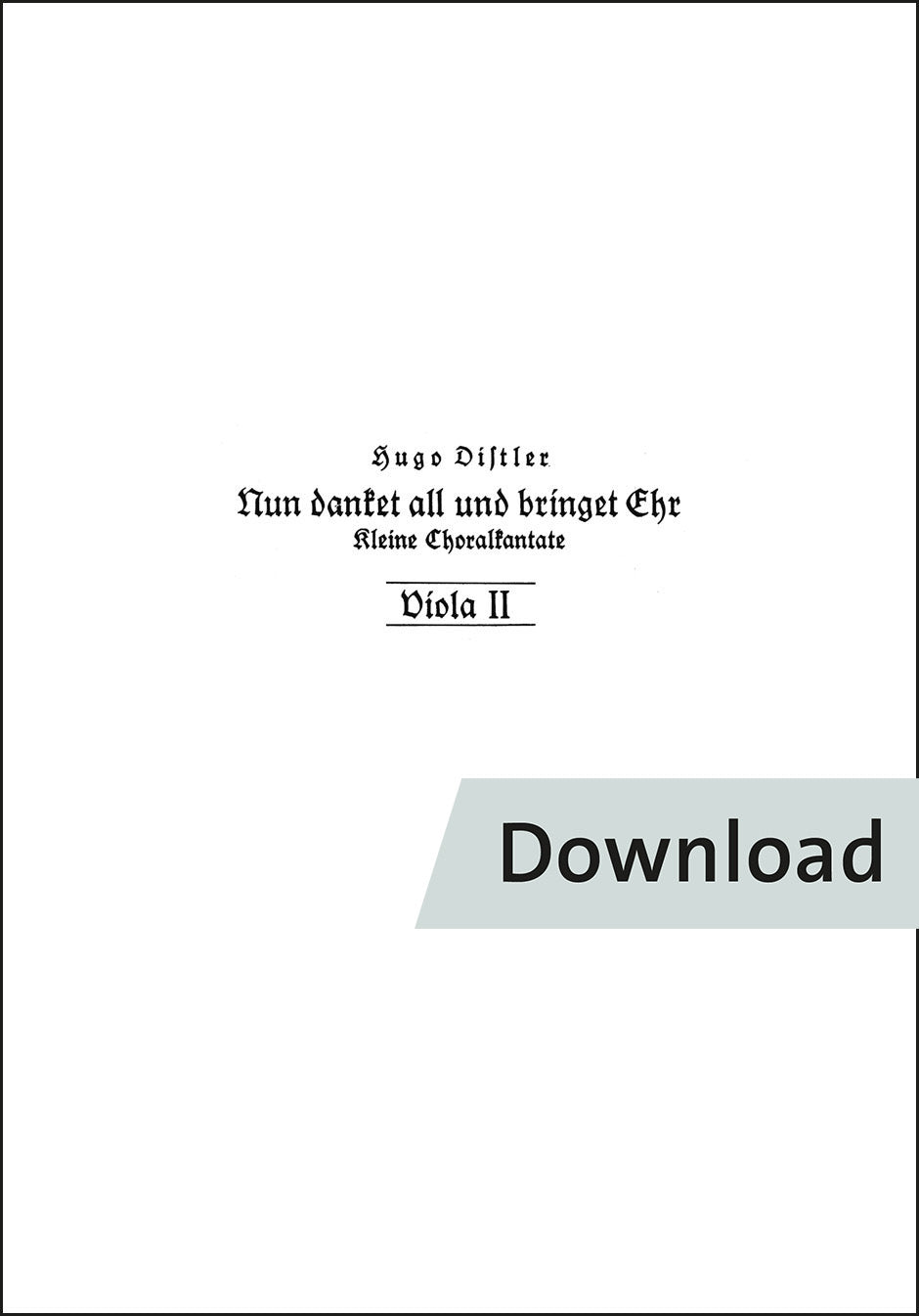 ディストラー：Nun danket all und bringet Ehr' 作品11の2（ヴィオラパート譜）【デジタル版】
