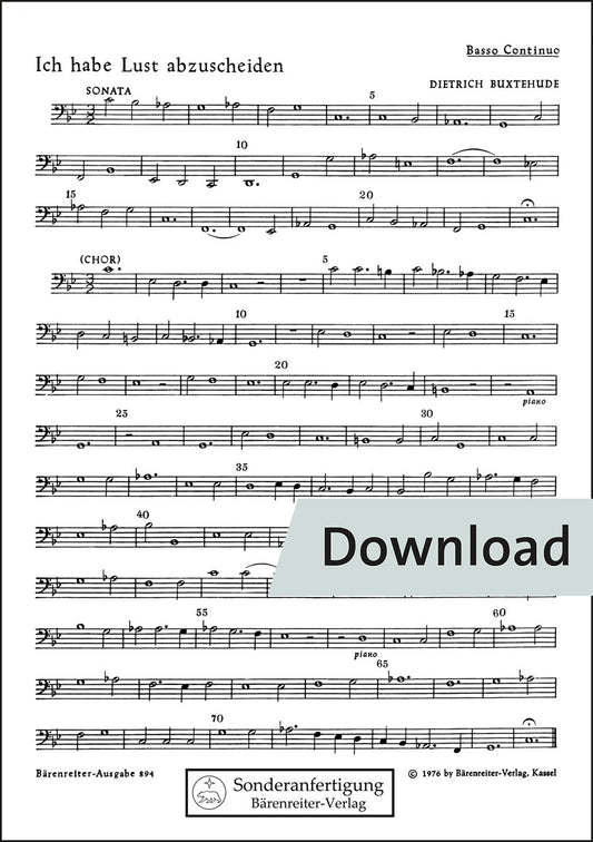 ブクステフーデ：われは去りゆくことを願う BuxWV46 – チェロ・通奏低音 パート譜【デジタル版】