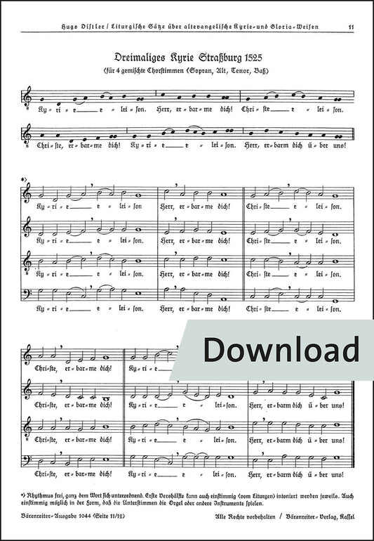 ディストラー：三重のキリエ・シュトラースブルク1525年版(SATB)/三重のキリエ・ニュルンベルク1525年版(SATB)/三重のキリエ・マルティン・ルター1526年版(SATB)【デジタル版】