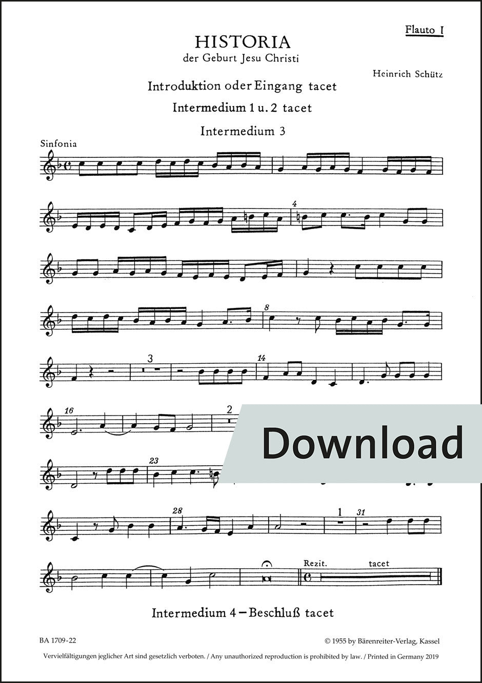 シュッツ：イエス・キリスト降誕物語 SWV435【デジタル版】