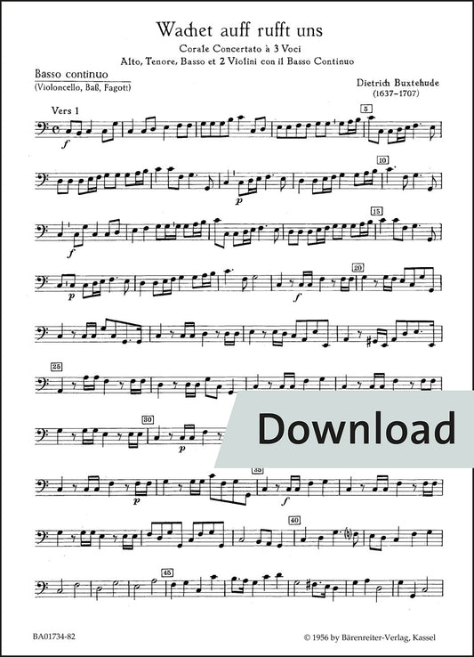 ブクステフーデ：目覚めよ、と呼ぶ声あり BuxWV101 – チェロ・コントラバス パート譜【デジタル版】