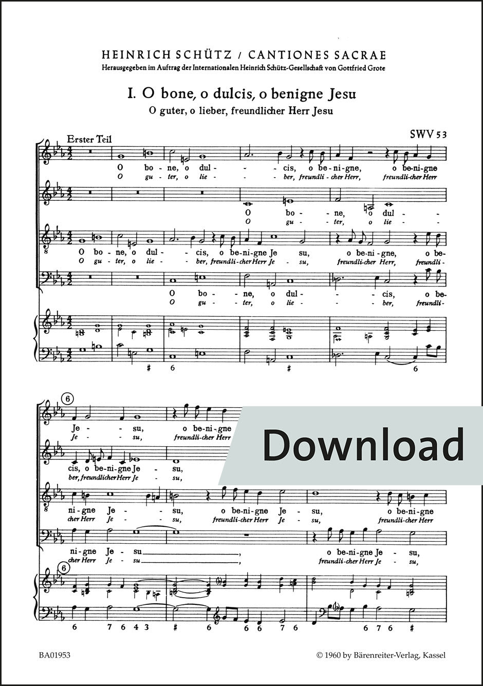 合唱／シュッツ：3つのモテット 第1-3番 SWV 53, 54, 55（10冊セット）【デジタル版】