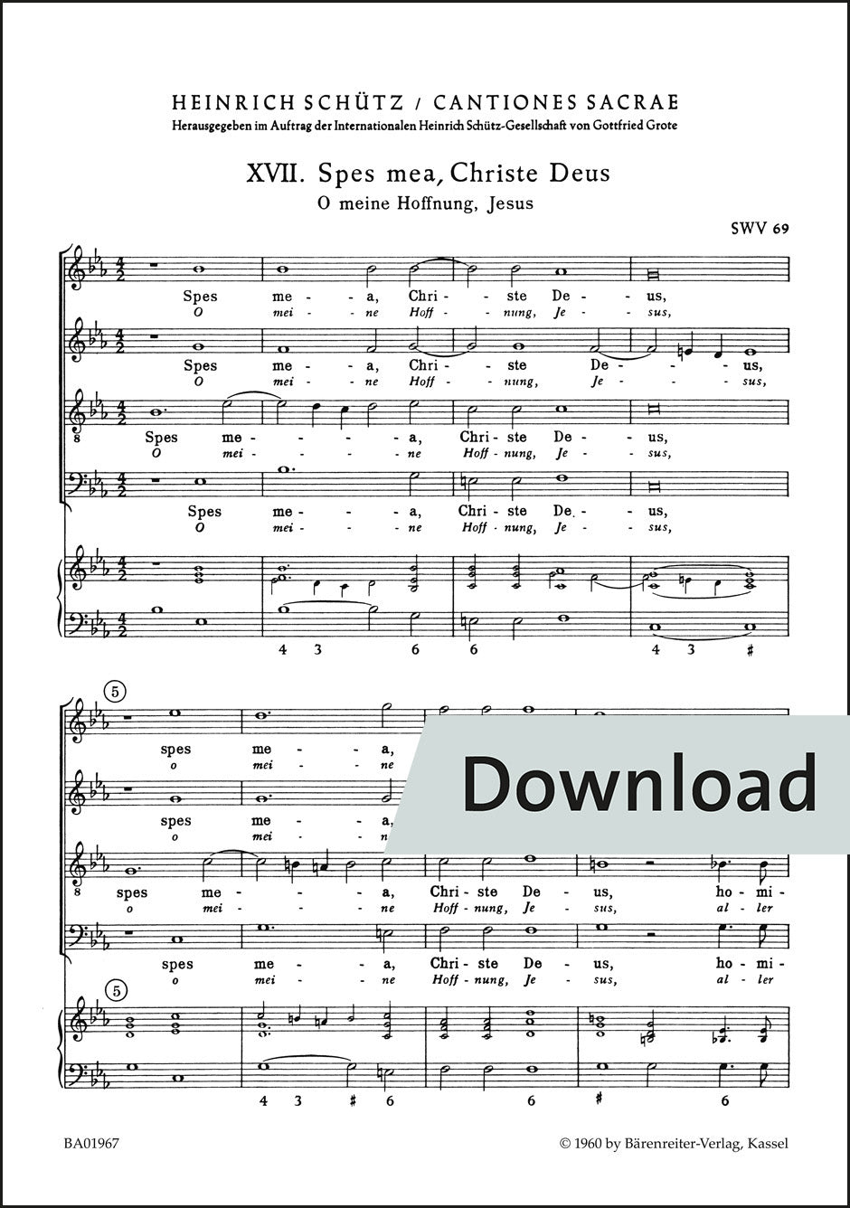 合唱／シュッツ：2つのモテット SWV 69/70（10冊セット）【デジタル版】