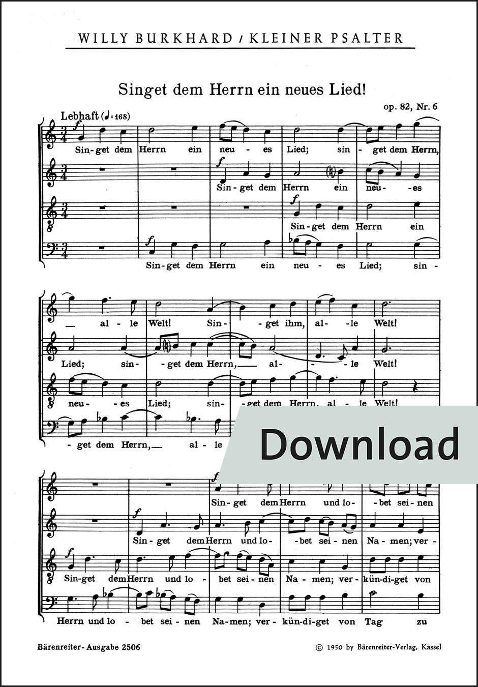 ヴィリー・ブルクハルト：主に向かって新しい歌を歌え op.82【デジタル版】