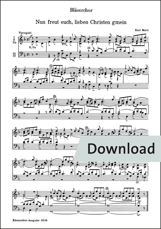 マルクス：いざ喜べ、愛するキリスト者たちよ(1953) – 金管パート譜(トランペット3、トロンボーン2)【デジタル版】