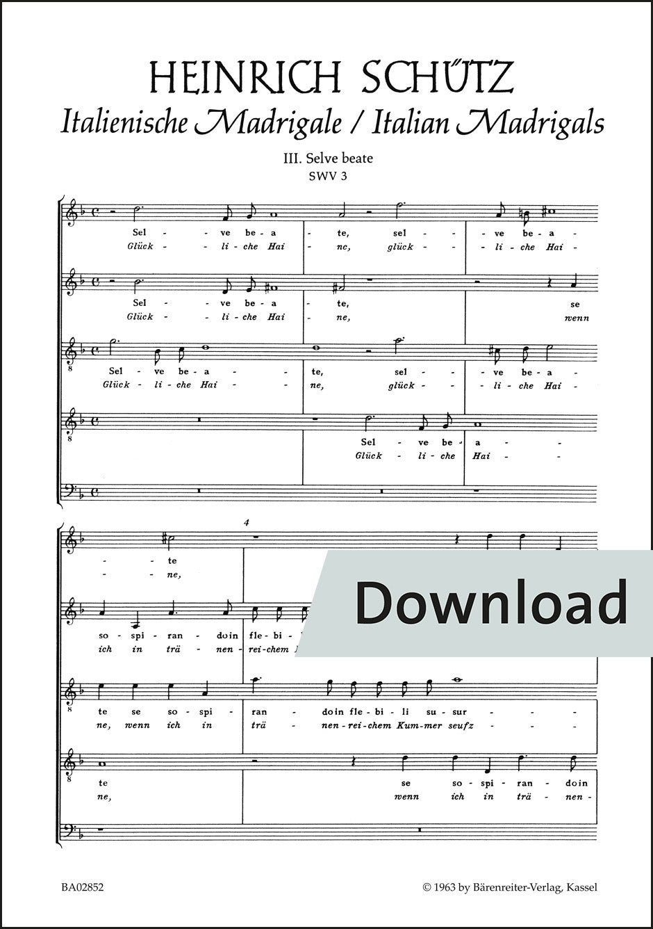合唱／シュッツ：幸いなる森よ（もし溜息つきつつ）SWV 3（10冊セット）【デジタル版】