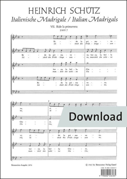 合唱／シュッツ：春の陽がほほえむ（Ride la primavera）SWV 7（10冊セット）【デジタル版】