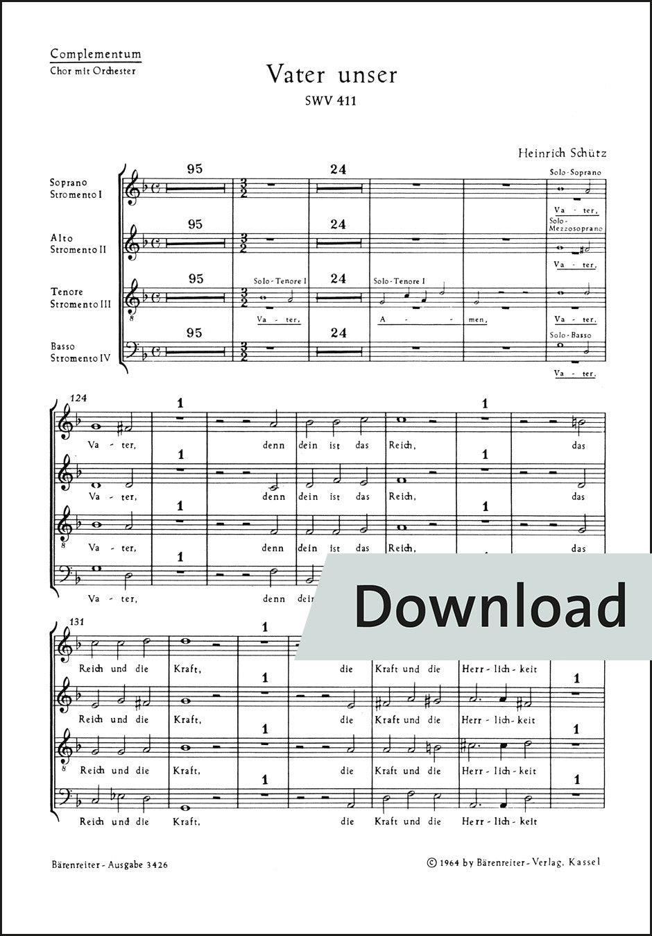 合唱／シュッツ：われらの父よ SWV 411（10冊セット）【デジタル版】