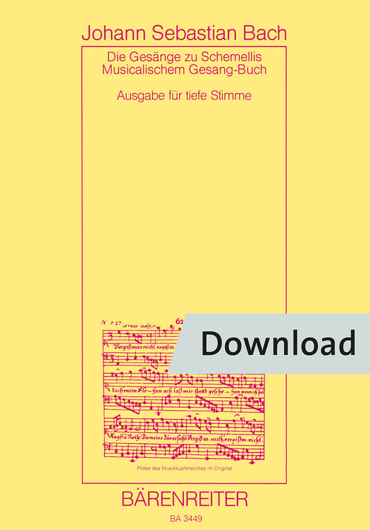 声楽／バッハ：G.Chr.シェメッリの音楽歌唱教本のための歌曲集ならびにアンナ・マグダレーナ・バッハのためのクラヴィーア小曲集からの6つの歌曲（低声用）BWV 439-507, 511-514, 516, 517【デジタル版】