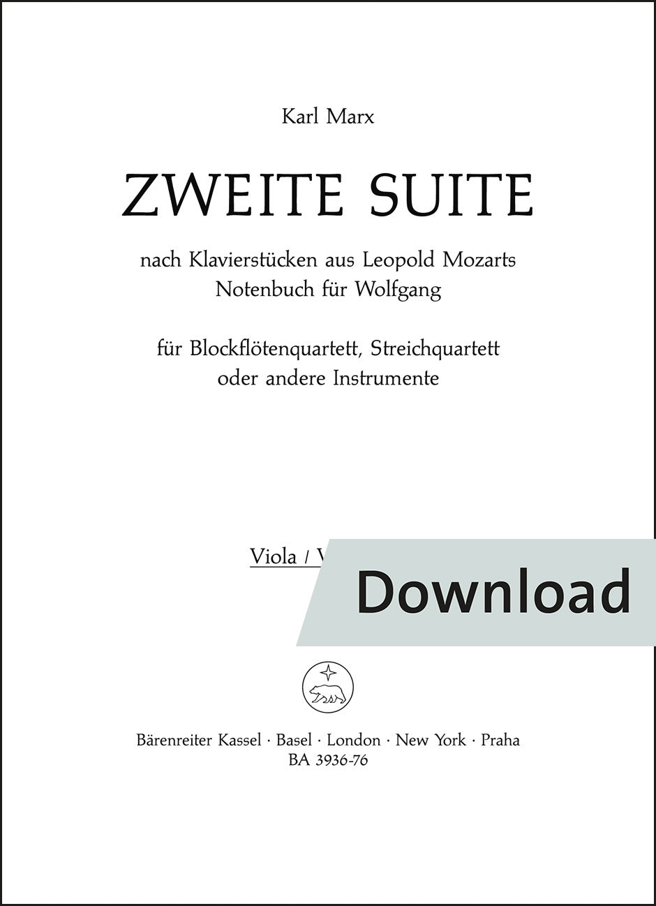 マルクス：第2組曲(リコーダー四重奏、弦楽四重奏、または他の楽器のための) – 第3ヴァイオリン/ヴィオラ パート譜【デジタル版】
