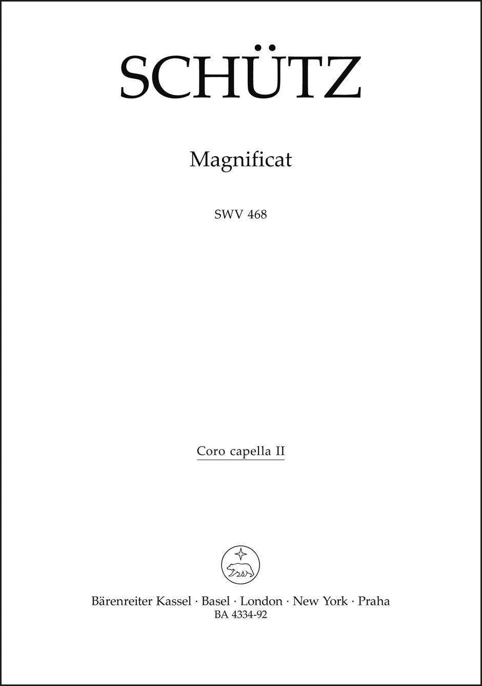 合唱／シュッツ：マニフィカト SWV 468（10冊セット）