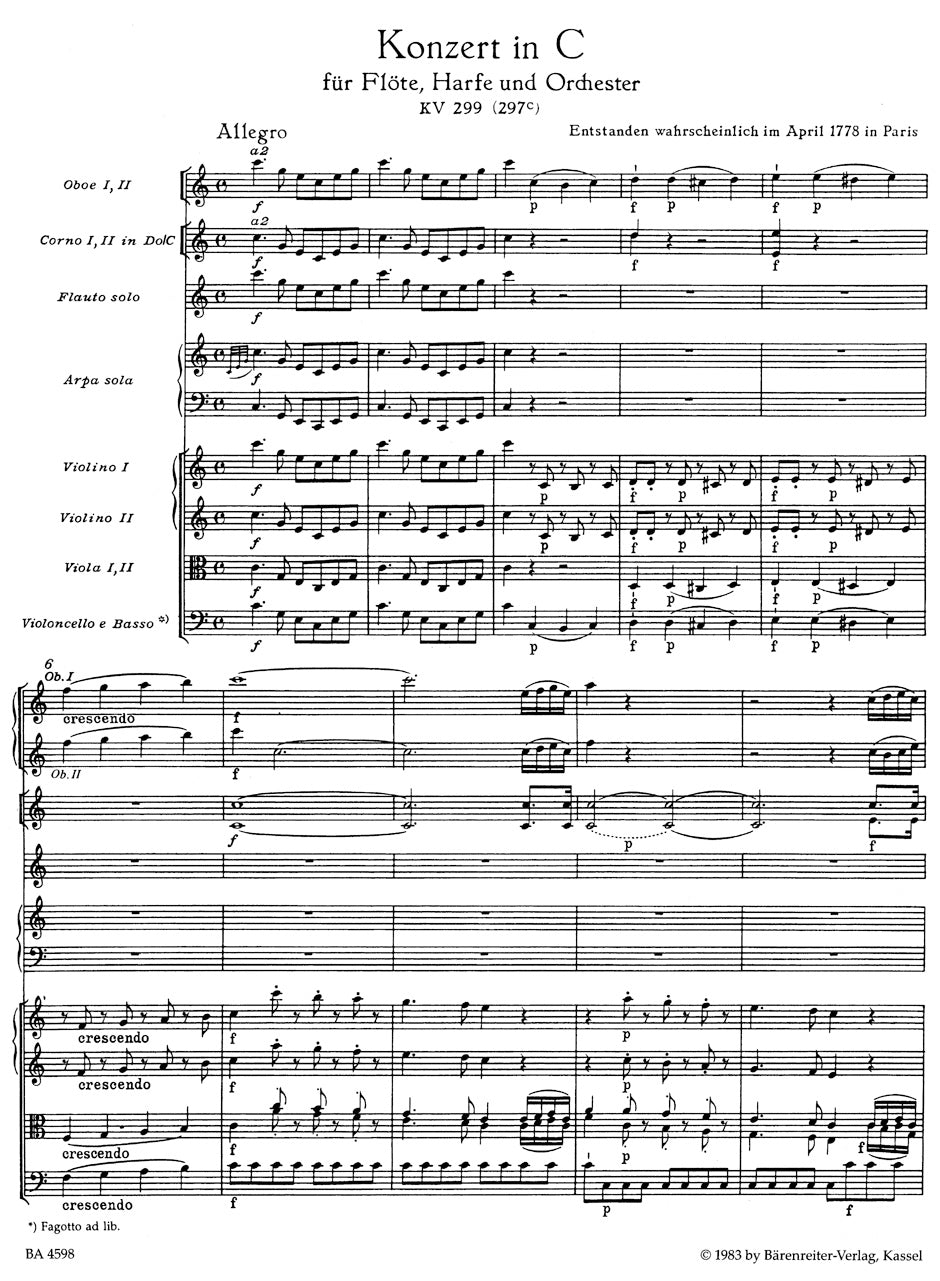 アンサンブル二重奏／モーツァルト：フルート、ハープと管弦楽のための協奏曲 ハ長調 K. 299 (297c)