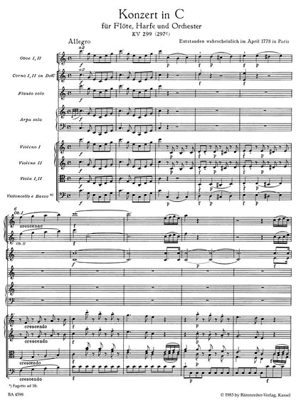 アンサンブル二重奏／モーツァルト：フルート、ハープと管弦楽のための協奏曲 ハ長調 K. 299 (297c)