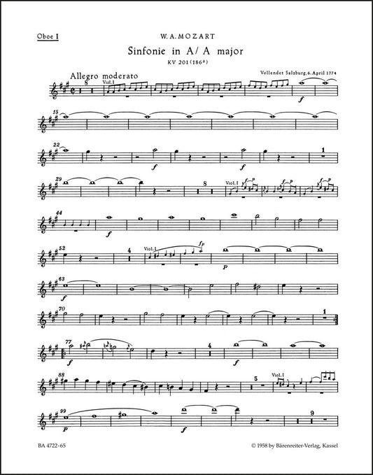 モーツァルト：交響曲第29番 イ長調 K. 201(186a)
