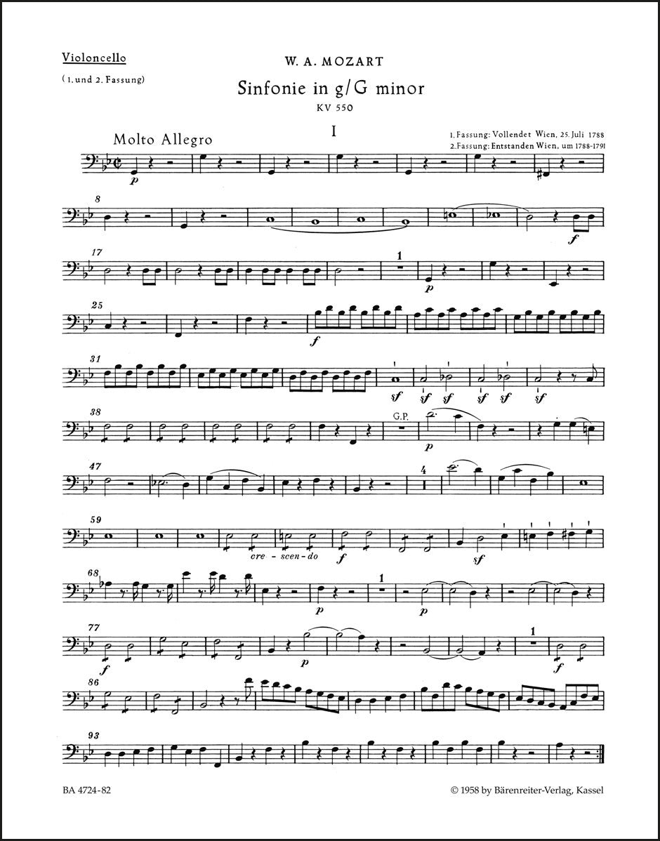 モーツァルト：交響曲第40番 ト短調 K. 550（チェロパート譜）（2冊セット）