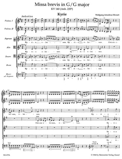合唱／モーツァルト：ミサ・ブレヴィス ト長調 K. 140 (235d)