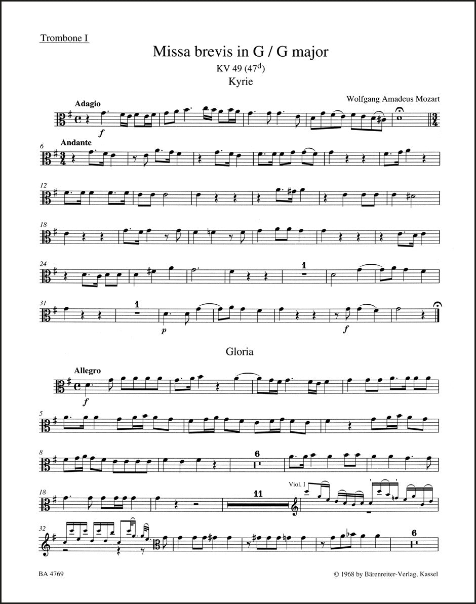 モーツァルト：ミサ・ブレヴィス ト長調 K. 49 (47d)