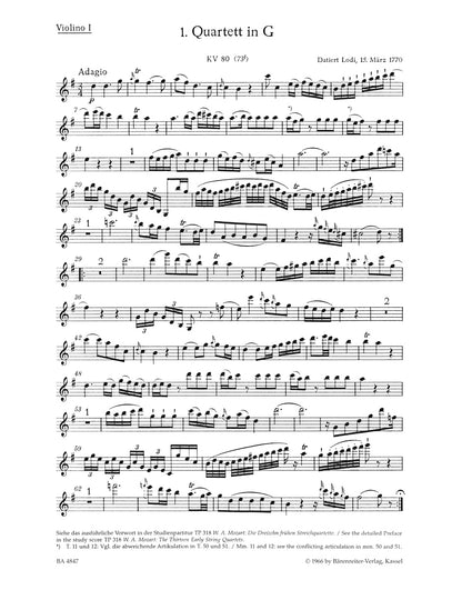 アンサンブル四重奏／モーツァルト：13 の弦楽四重奏曲 第1巻 第1番 - 第4番
