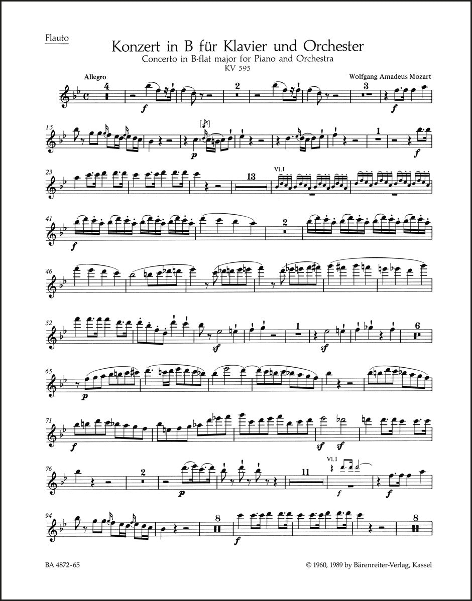 モーツァルト：ピアノ協奏曲第27番 変ロ長調 K. 595