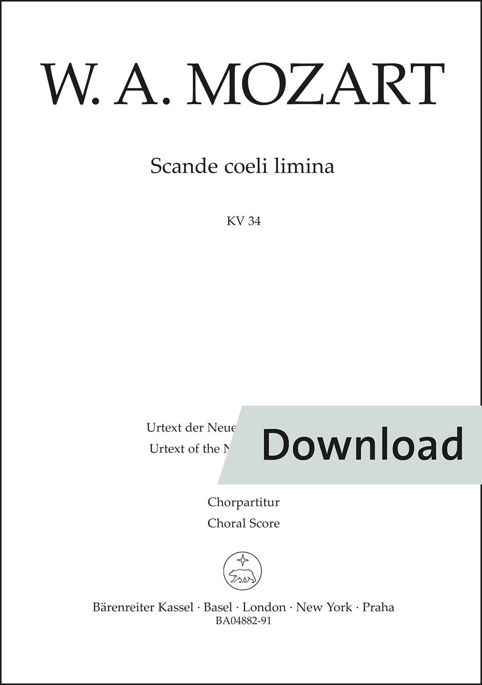 合唱／モーツァルト：スカンデ・チェリ・リミナ K. 34（10冊セット）【デジタル版】