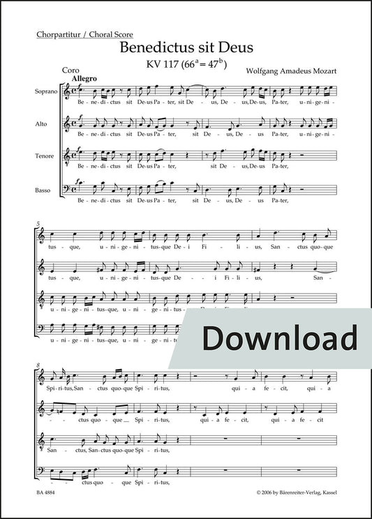 合唱／モーツァルト：ベネディクトゥス・シト・デウス K. 117 (66a=47b)（10冊セット）【デジタル版】