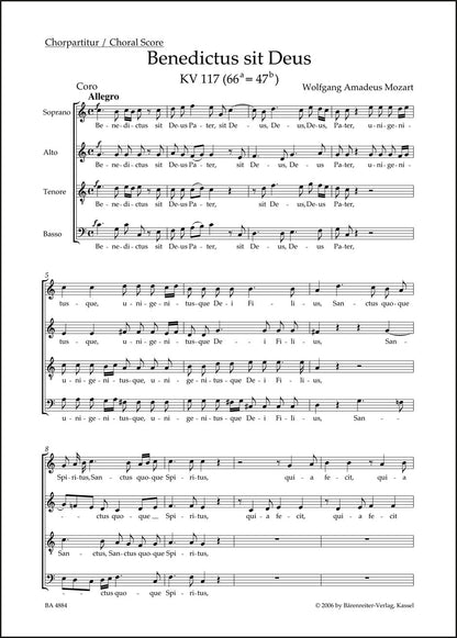 合唱／モーツァルト：ベネディクトゥス・シト・デウス K. 117 (66a=47b)（10冊セット）