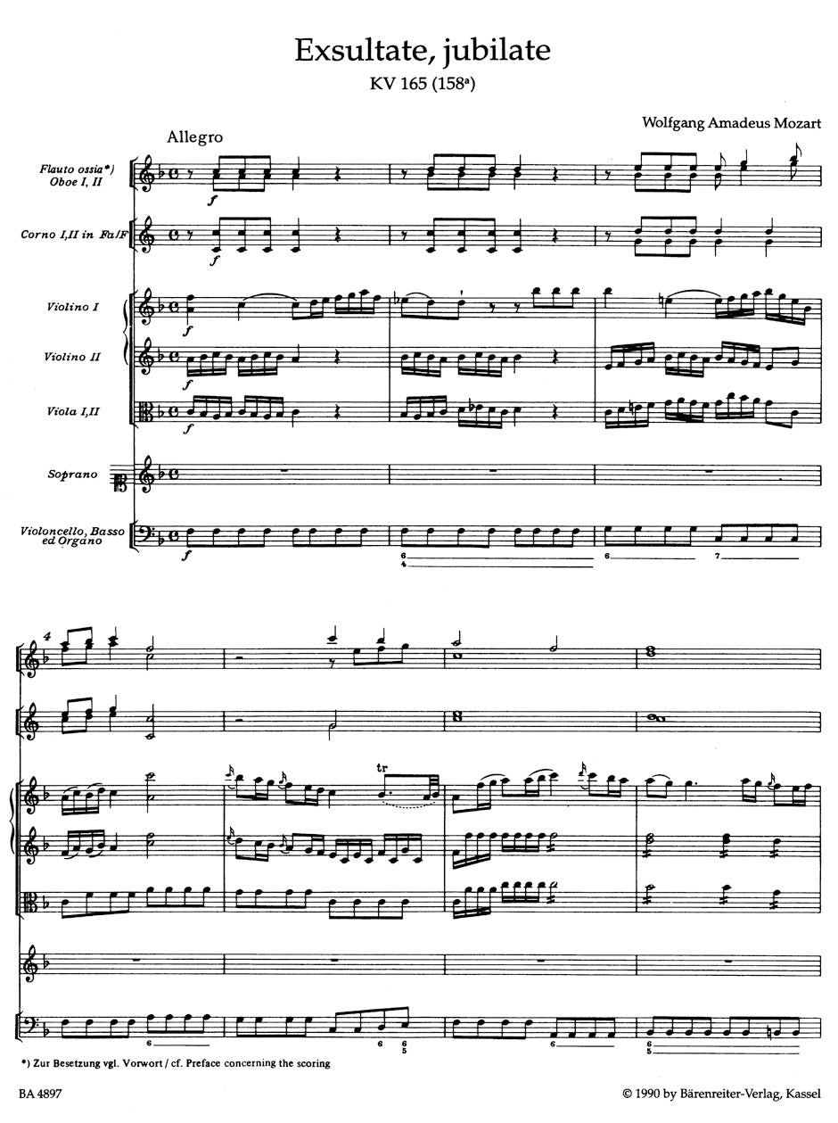 声楽／モーツァルト：エクスルターテ・ユビラーテ K. 165 (158a)