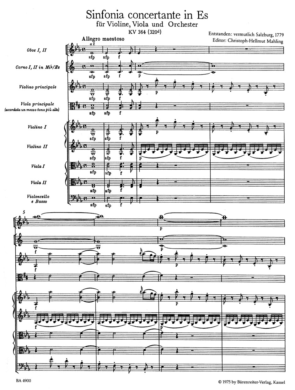 アンサンブル二重奏／モーツァルト：協奏交響曲 変ホ長調 K. 364 (320d) （ヴァイオリン、ヴィオラと管弦楽のための）