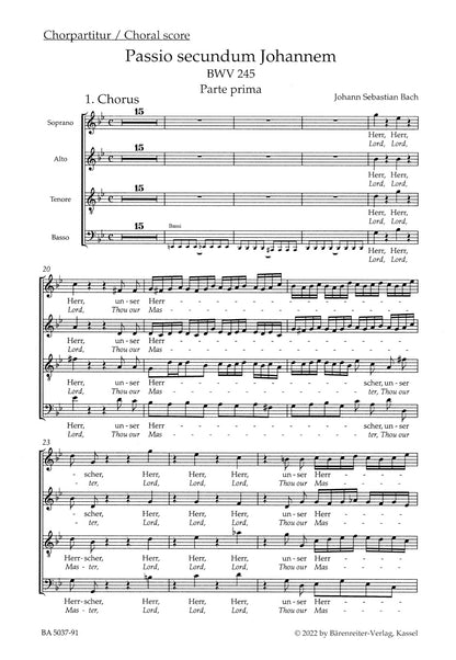 合唱／バッハ：ヨハネ受難曲 BWV 245（10冊セット）
