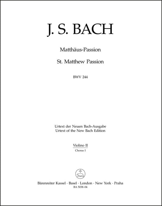 バッハ：マタイ受難曲 BWV 244（パート譜）（2冊セット）
