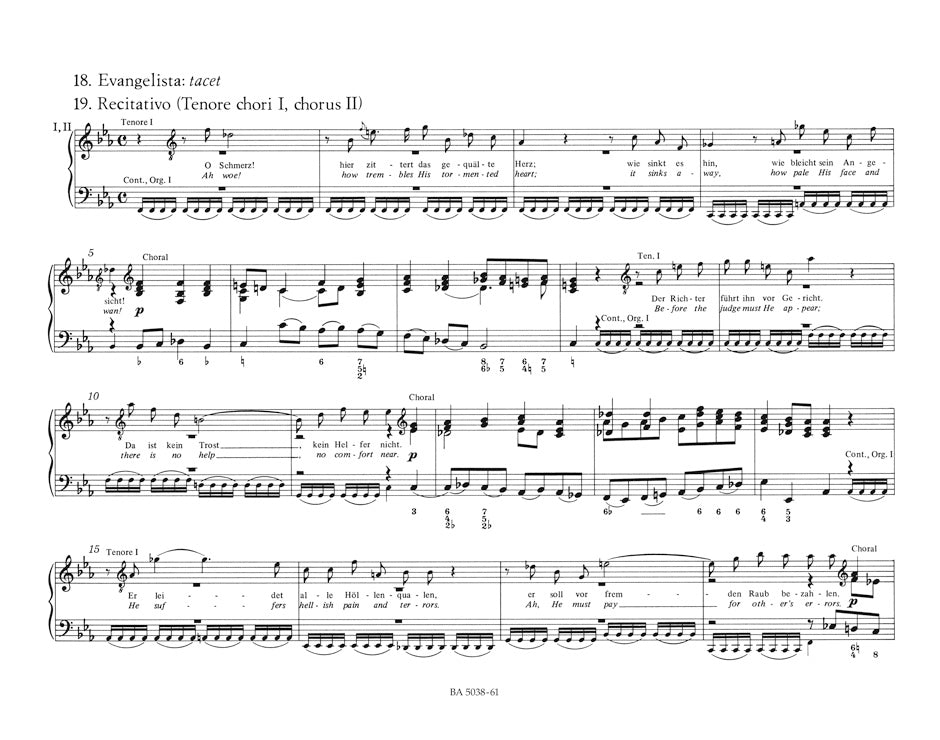 バッハ：マタイ受難曲 BWV 244（パート譜）