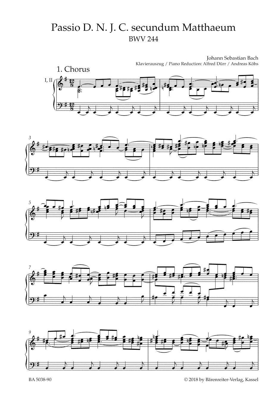 合唱／バッハ：マタイ受難曲 BWV 244