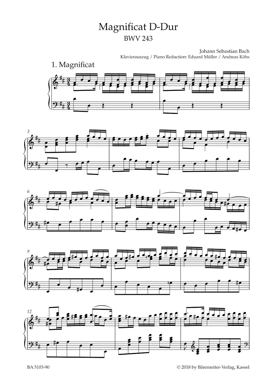 声楽／バッハ：マニフィカート ニ長調 BWV 243