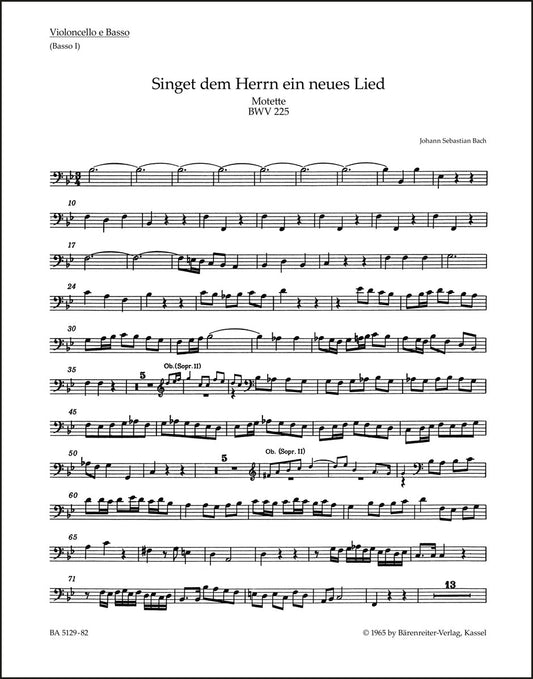 バッハ：モテット「主に向かって新しい歌を歌え」BWV 225（チェロパート譜）