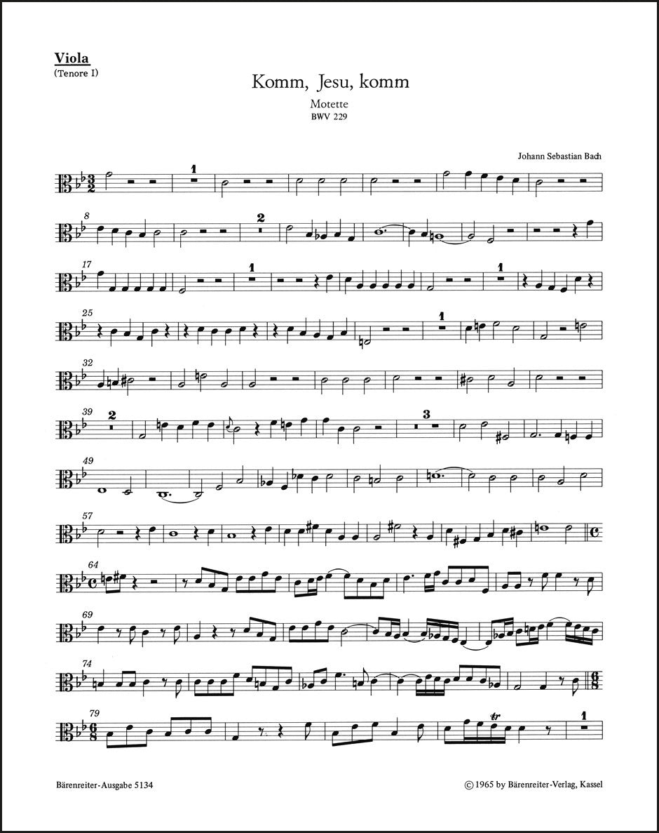 バッハ：来たれ、イエスよ、来たれ BWV 229（ヴィオラパート譜）