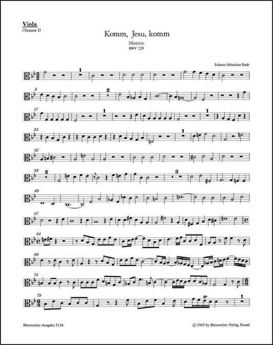 バッハ：来たれ、イエスよ、来たれ BWV 229（ヴィオラパート譜）