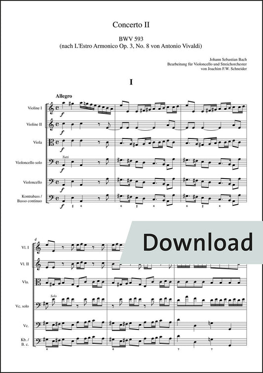 バッハ：チェロと弦楽オーケストラのための協奏曲 イ短調【デジタル版】
