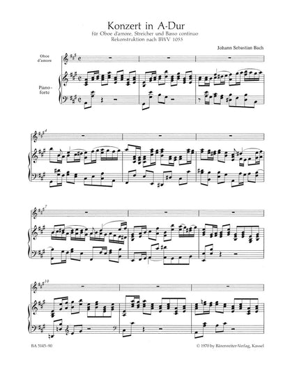 オーボエ／バッハ：オーボエ・ダモーレ（オーボエ）、弦楽と通奏低音のための協奏曲 イ長調