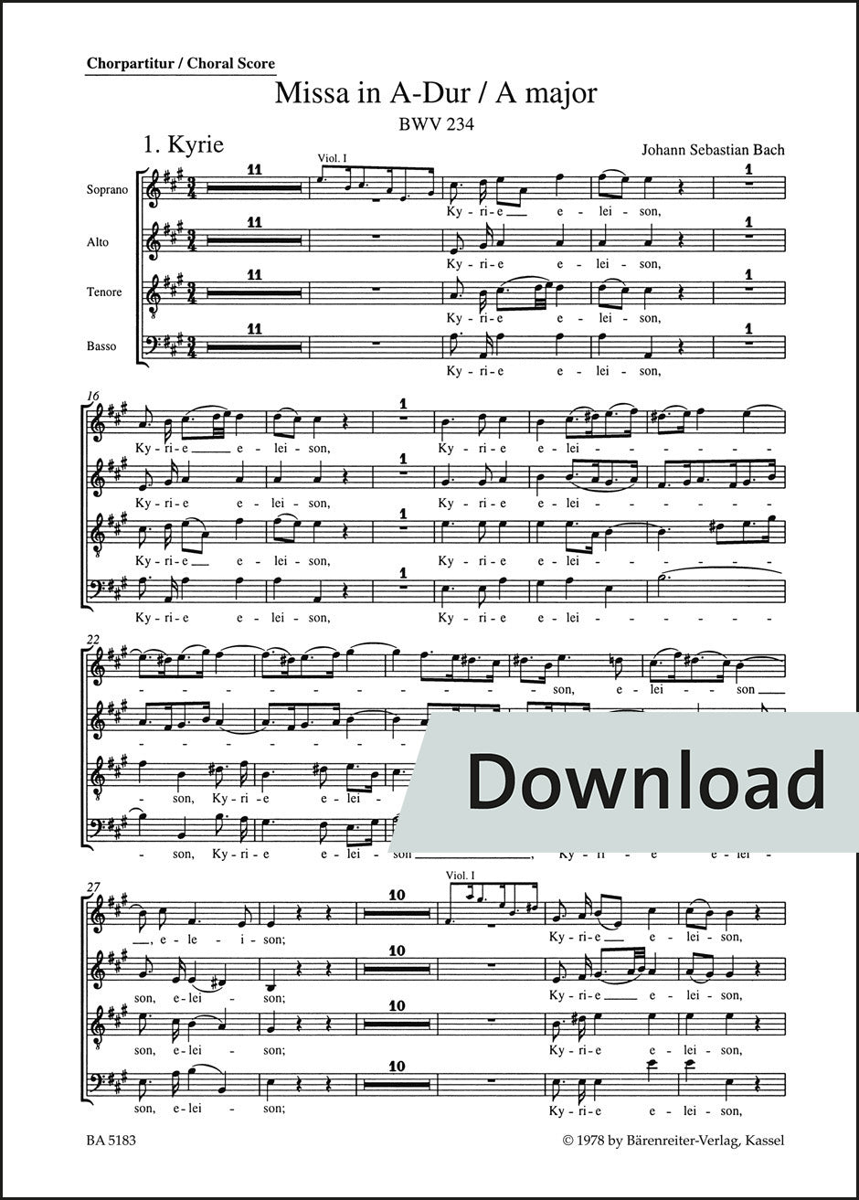 合唱／バッハ：ミサ曲 イ長調 BWV 234（10冊セット）【デジタル版】